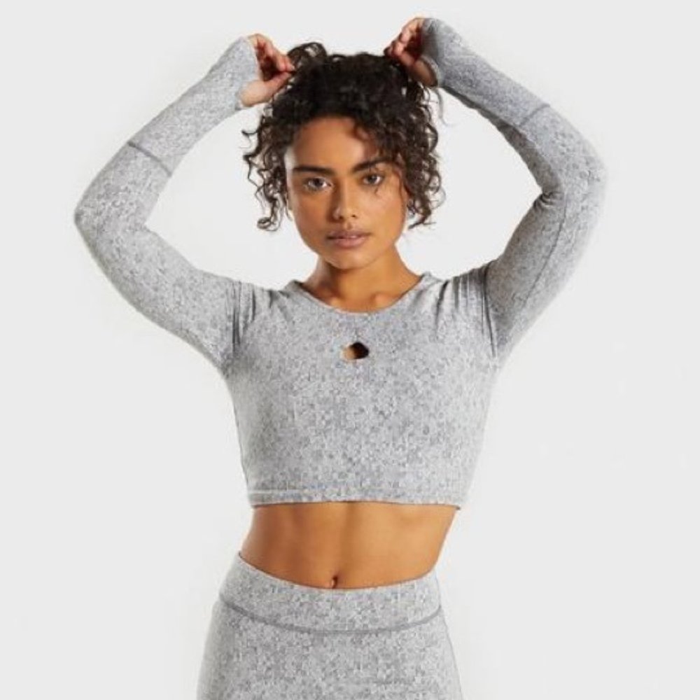 Gymshark Fleur Long Sleeve Crop - Charcoal marl